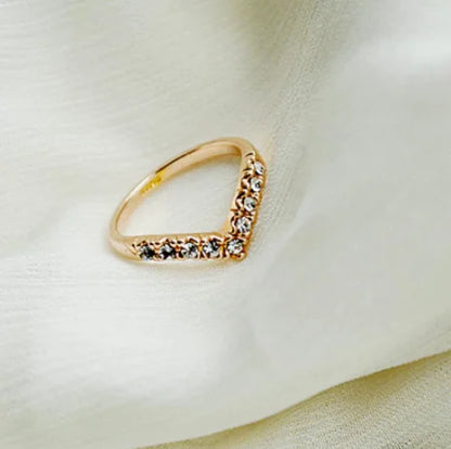 V-Shaped Diamond Pinky Ring