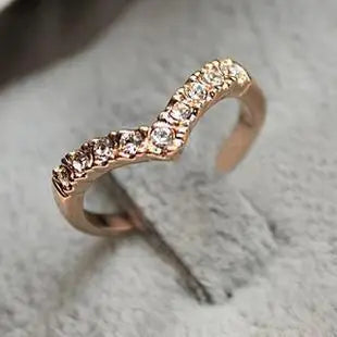 V-Shaped Diamond Pinky Ring