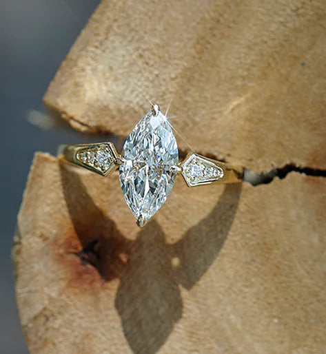 18K Gold Marquise Sapphire Statement Ring