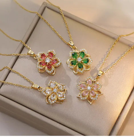 Rotating  Zircon Necklace