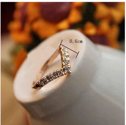 V-Shaped Diamond Pinky Ring